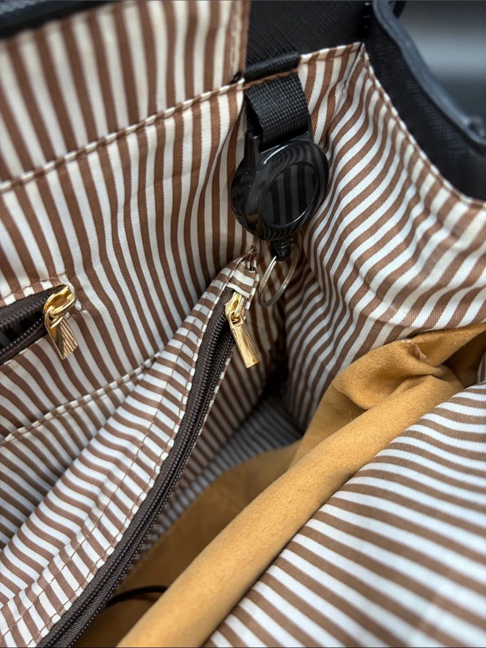 Black Laptop Tote with Bow and Gold Accents